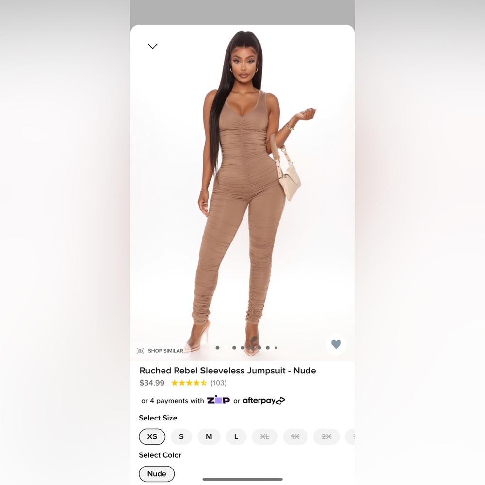 FashionNova: Bundle deal 2 Ruched rebel sleeveless jumpsuit black and nude